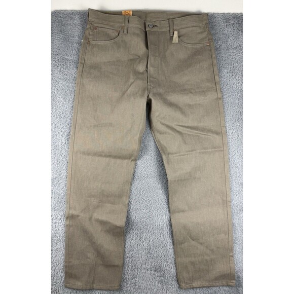Levi's Men's 501 Original Shrink to Fit Jeans Men’s 38x32 Khaki Tan Button Fly - Picture 2 of 11